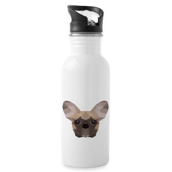 French Bulldog Low Poly - Water bottle with straw - white - Right