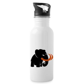 verärgertes Mammut Markenlogo 2c - Trinkflasche mit integriertem Trinkhalm - Weiß - Rechts