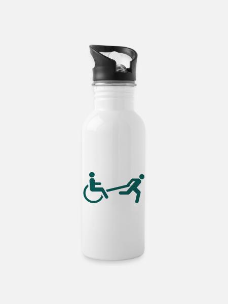 Taxi Kutsche - Trinkflasche mit integriertem Trinkhalm - Weiß