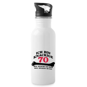 Geburtstag - Ich bin Knackige 70 - Trinkflasche mit integriertem Trinkhalm - Weiß - Rechts