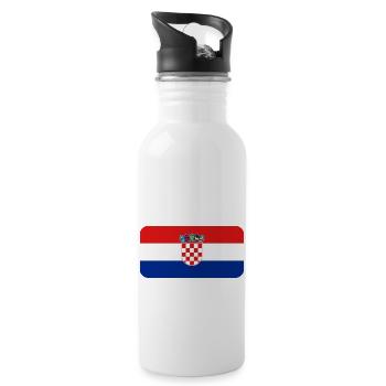 CROATIA FLAG round corner 400 dpi - Trinkflasche mit integriertem Trinkhalm - Weiß - Rechts