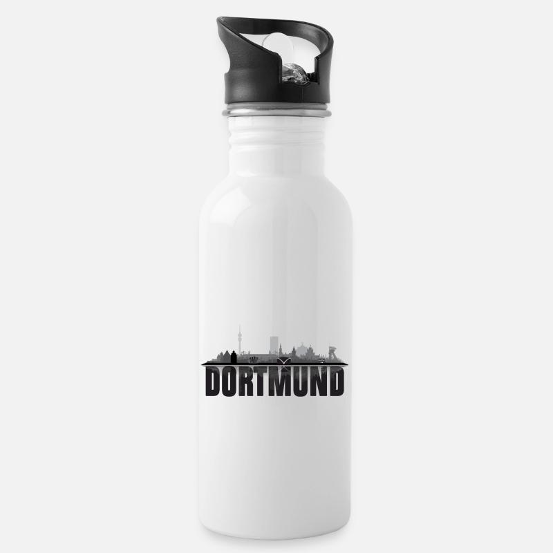 Dortmund 02 - Trinkflasche mit integriertem Trinkhalm - Weiß