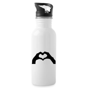 finger herz - Trinkflasche mit integriertem Trinkhalm - Weiß - Rechts