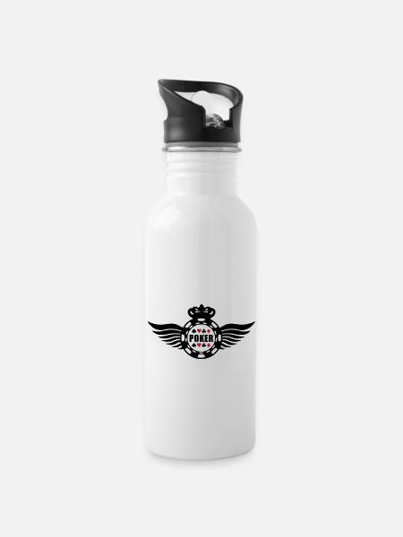 poker_king_wings_f2 - Gourde avec paille intégrée - blanc
