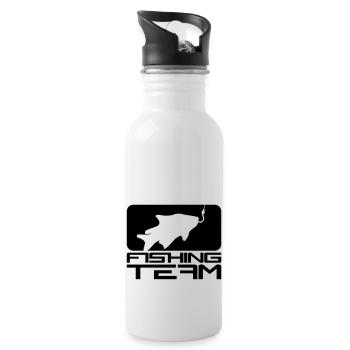 schwarz fishing team sport logo gefangen fisch ang - Trinkflasche mit integriertem Trinkhalm - Weiß - Rechts