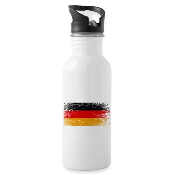 Deutschland Fußball Weltmeister Schwarz Rot Gold - Trinkflasche mit integriertem Trinkhalm - Weiß - Rechts
