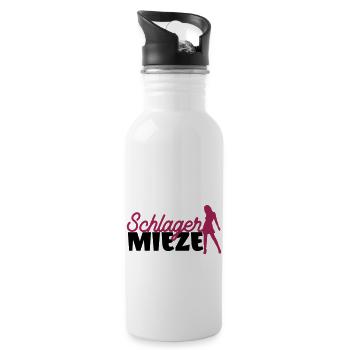 Schlager Mieze Lustiges Motiv Fans - Trinkflasche mit integriertem Trinkhalm - Weiß - Rechts