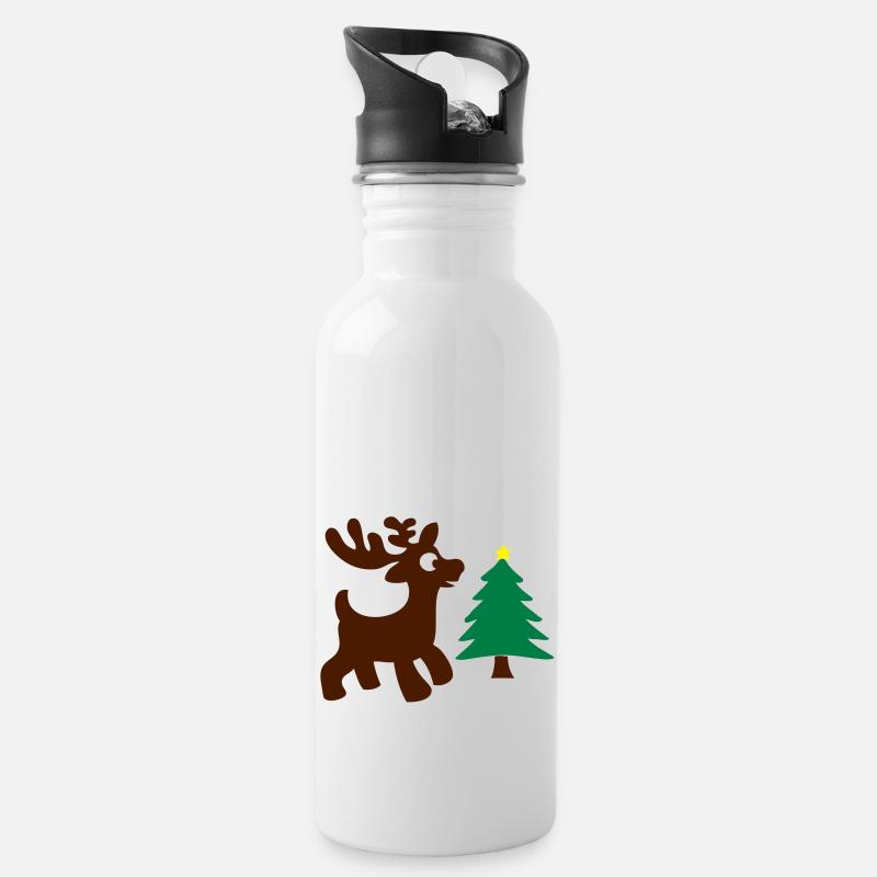 für mit und weihnachten - Trinkflasche mit integriertem Trinkhalm - Weiß