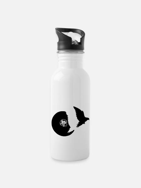 flying bird vinyl - Water bottle with straw - white