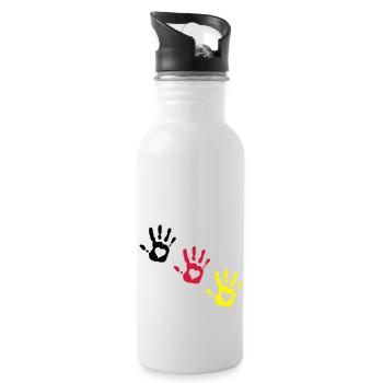 Deutsch Händen Herzen 3c 3c diag - Trinkflasche mit integriertem Trinkhalm - Weiß - Rechts