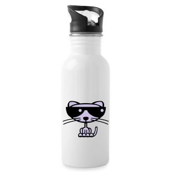 Cool Cat (Farbe) - Trinkflasche mit integriertem Trinkhalm - Weiß - Rechts
