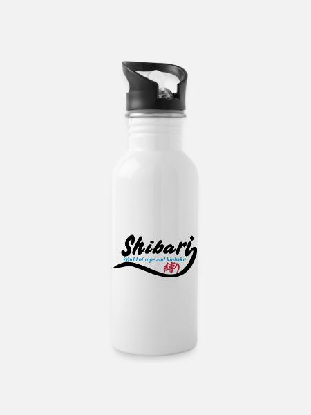 Shibari World 1 3-farbig - Trinkflasche mit integriertem Trinkhalm - Weiß