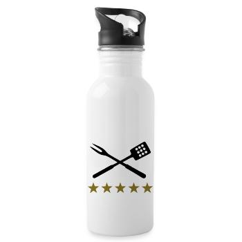 Grillen - Trinkflasche mit integriertem Trinkhalm - Weiß - Rechts