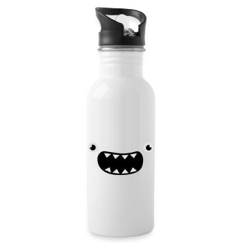 Funny Monster Face - Trinkflasche mit integriertem Trinkhalm - Weiß - Rechts