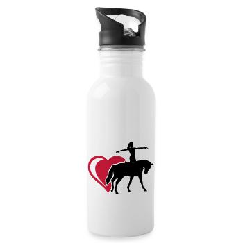 Herz Voltigieren - Trinkflasche mit integriertem Trinkhalm - Weiß - Rechts