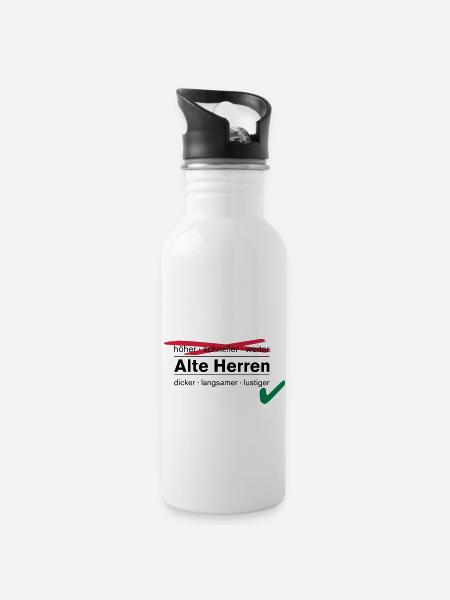 Alte Herren / AH - Trinkflasche mit integriertem Trinkhalm - Weiß