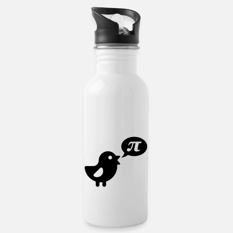 Vogel: Pi - Trinkflasche mit integriertem Trinkhalm - Weiß