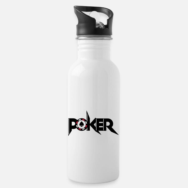 pokers - Gourde avec paille intégrée - blanc