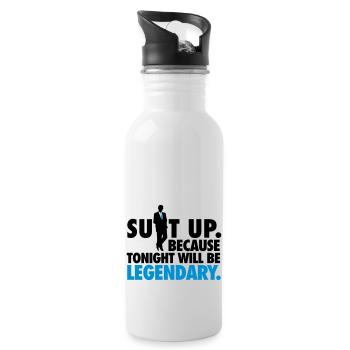 Suit up. Because tonight will be LEGENDARY! - Trinkflasche mit integriertem Trinkhalm - Weiß - Rechts