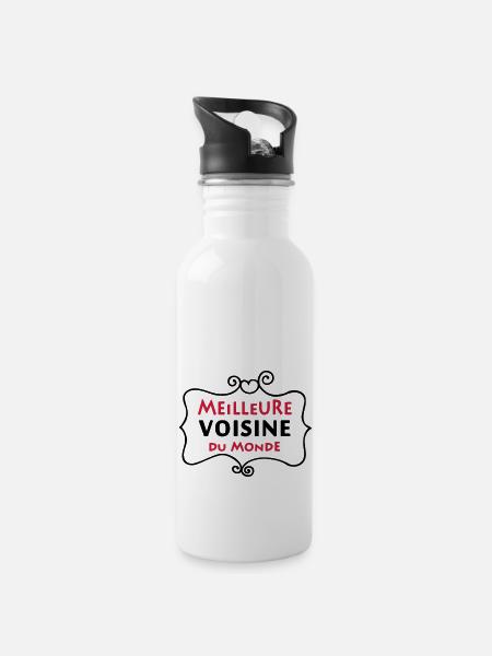 Meilleure VOISINE du monde (2c) - Water bottle with straw - white
