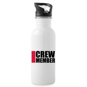 Cool Crew Member Logo-Design - Trinkflasche mit integriertem Trinkhalm - Weiß - Rechts
