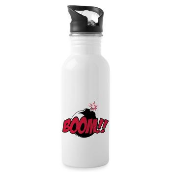 boom - comic sound - Water bottle with straw - white - Right