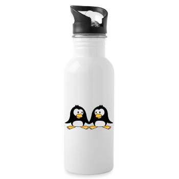 2 amateurs de mignons pingouins en amour couple am - Gourde avec paille intégrée - blanc - Droite