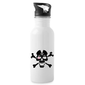 skull skull bone ermine eye - Water bottle with straw - white - Right