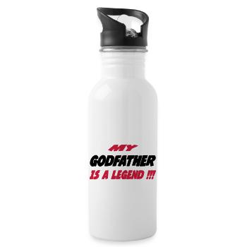 My godfather is a legend !!! 111 - Trinkflasche mit integriertem Trinkhalm - Weiß - Rechts