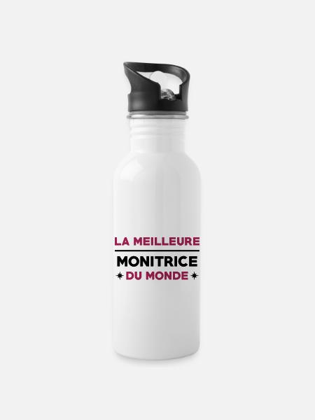 Moniteur / Monitrice / Mono / Formation / Ski - Gourde avec paille intégrée - blanc