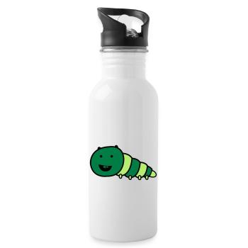lustige_raupe - Trinkflasche mit integriertem Trinkhalm - Weiß - Rechts