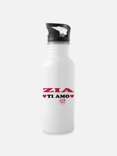 Zia ti amo - Water bottle with straw - white