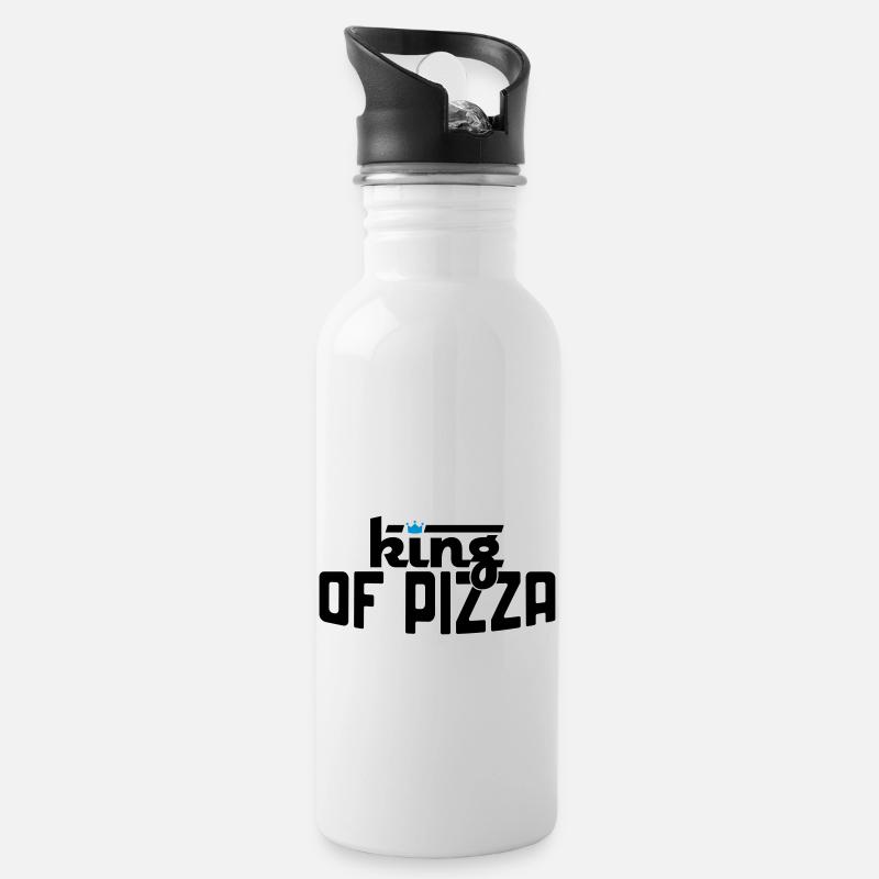 Pizza - Trinkflasche mit integriertem Trinkhalm - Weiß