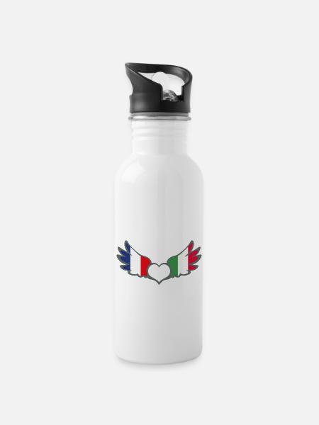Drapeaux Français et Italien France Italie II - Gourde avec paille intégrée - blanc