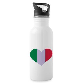 Italien Herz; Heart Italia - Trinkflasche mit integriertem Trinkhalm - Weiß - Rechts