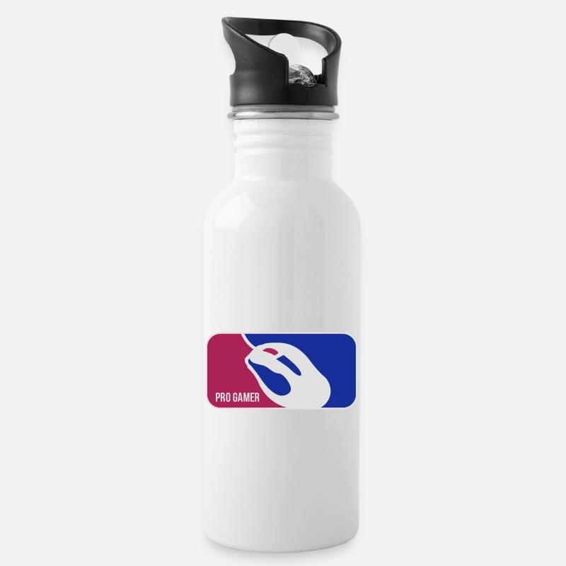 pro gamer - Trinkflasche mit integriertem Trinkhalm - Weiß