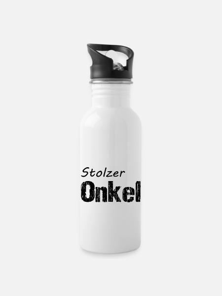 Onkel - Trinkflasche mit integriertem Trinkhalm - Weiß