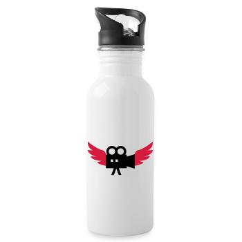 Cameraman / Camera / Kameramann / Kamera - Trinkflasche mit integriertem Trinkhalm - Weiß - Rechts