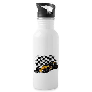 Racecar - Rennauto - Racing Flag - Trinkflasche mit integriertem Trinkhalm - Weiß - Rechts