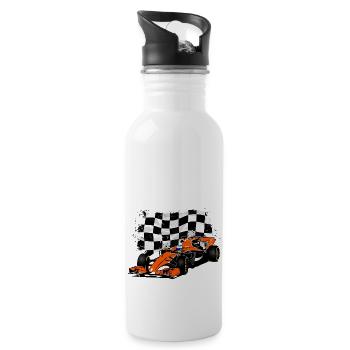Racecar - Rennauto - Racing Flag - Trinkflasche mit integriertem Trinkhalm - Weiß - Rechts