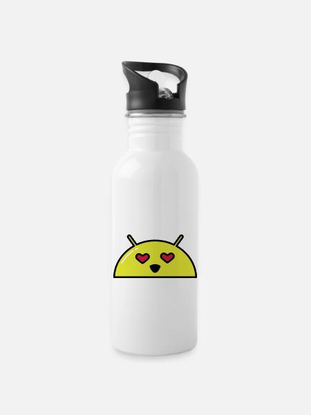 Love Alien Face Emoticon - Water bottle with straw - white