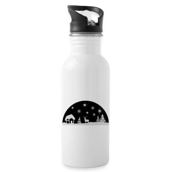 Winter, Weihnachten - Trinkflasche mit integriertem Trinkhalm - Weiß - Rechts