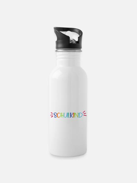 Schulkind - Trinkflasche mit integriertem Trinkhalm - Weiß