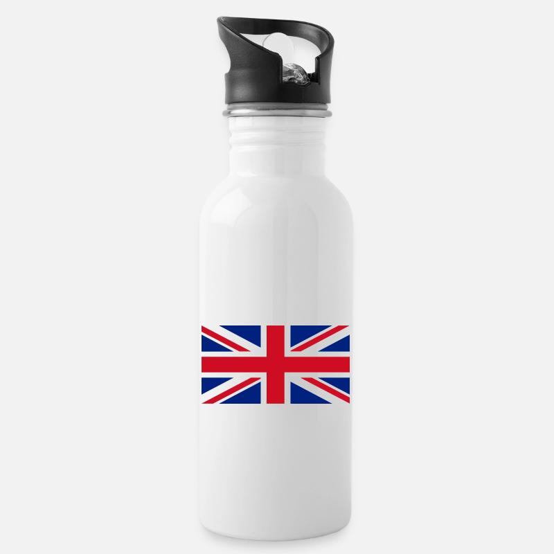 ENGLAND FLAG - Trinkflasche mit integriertem Trinkhalm - Weiß