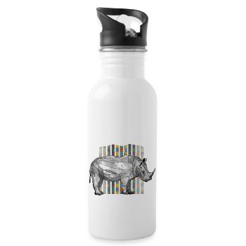 Rhinocéros - Gourde avec paille intégrée - blanc - Droite