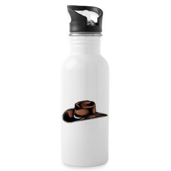 chapeau de cowboy dessin - Gourde avec paille intégrée - blanc - Droite