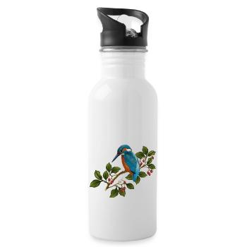 Bunte Vogel - Trinkflasche mit integriertem Trinkhalm - Weiß - Rechts