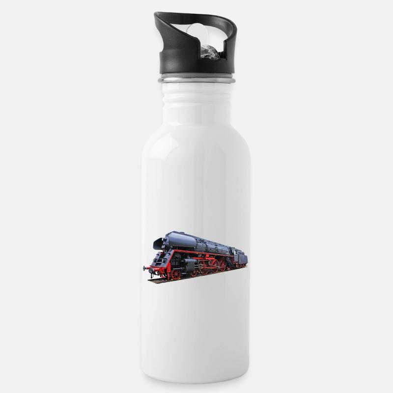 Dampflok BR 01 519 - Trinkflasche mit integriertem Trinkhalm - Weiß