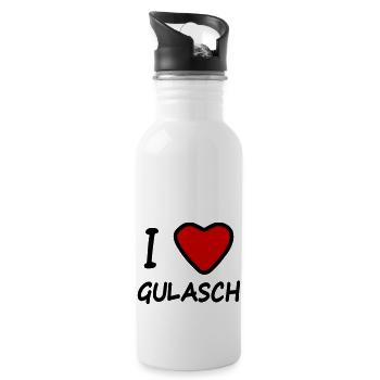 I Herz Love Gulasch - Trinkflasche mit integriertem Trinkhalm - Weiß - Rechts
