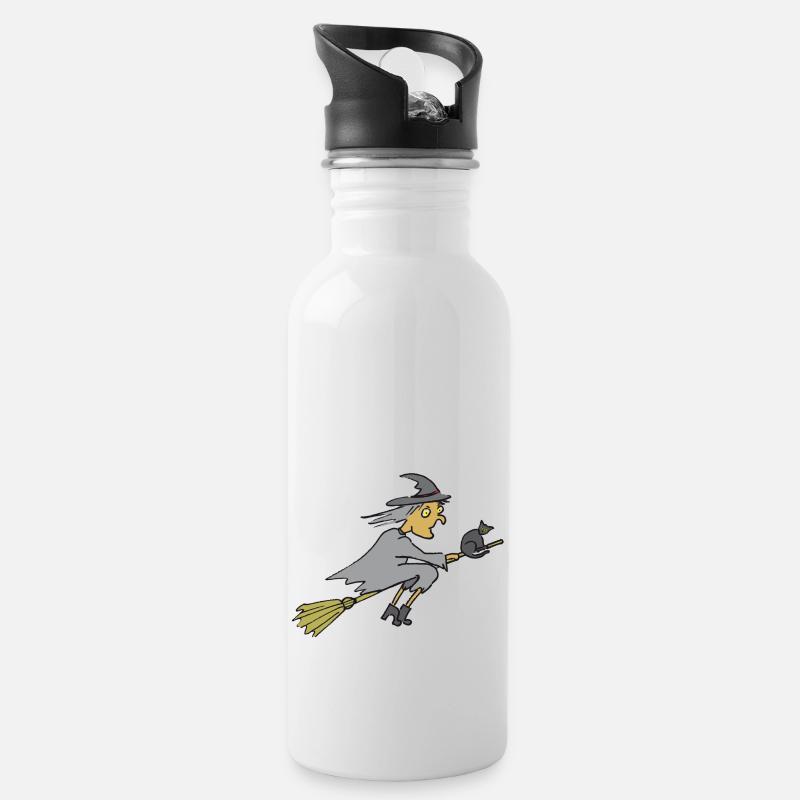Witch, Halloween, witch - Water bottle with straw - white